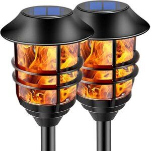 Solar Outdoor Lights Solar Torches Extra-Tall Stainless Steel Flickering